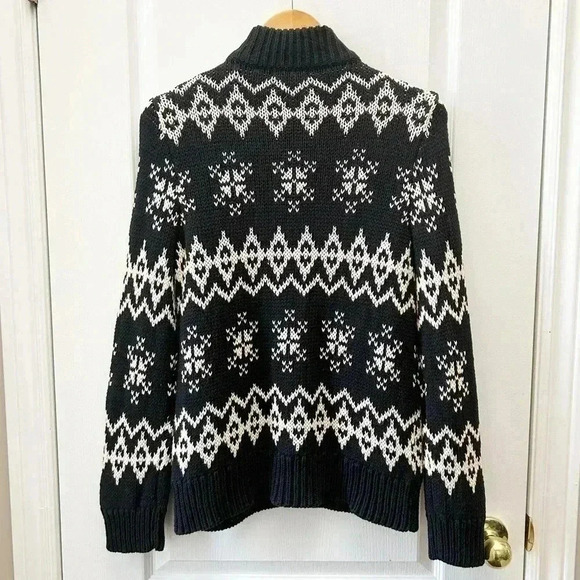 New York & Co Cardigan Ramie Cotton Knit Zip Front Sweater Black Beige Medium - Picture 4 of 14